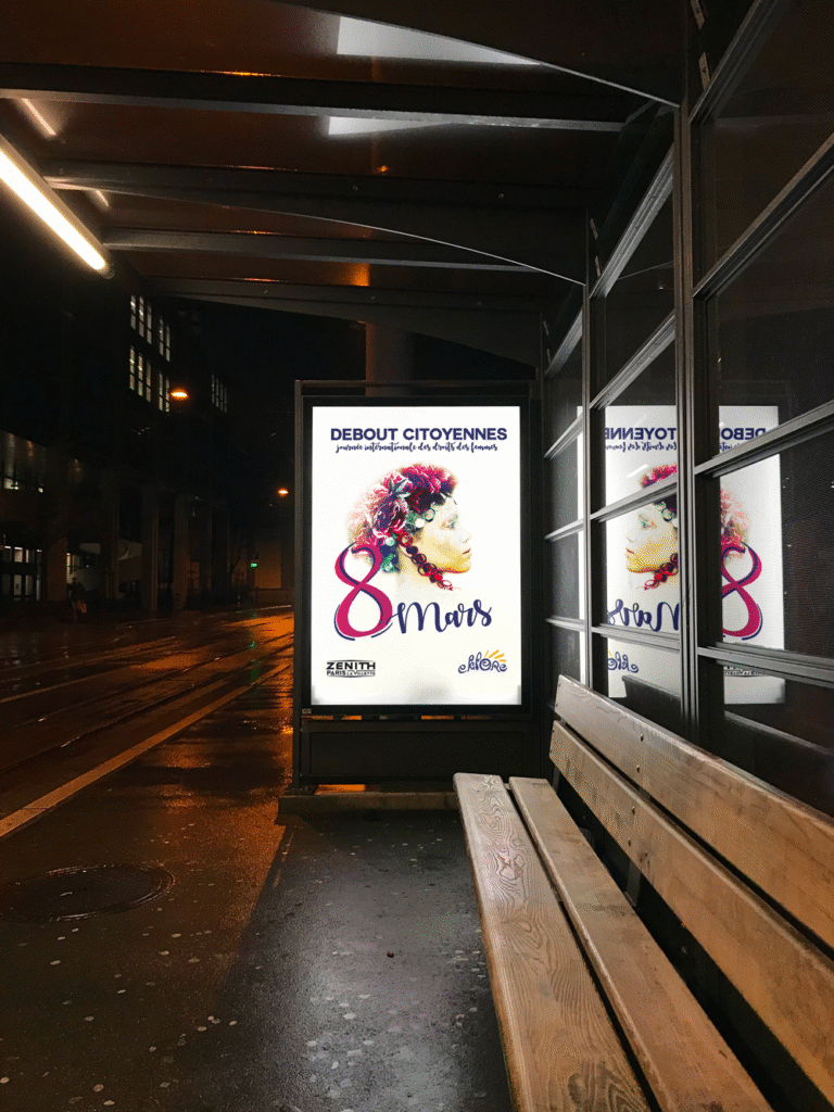 free bus stop poster at night mockup